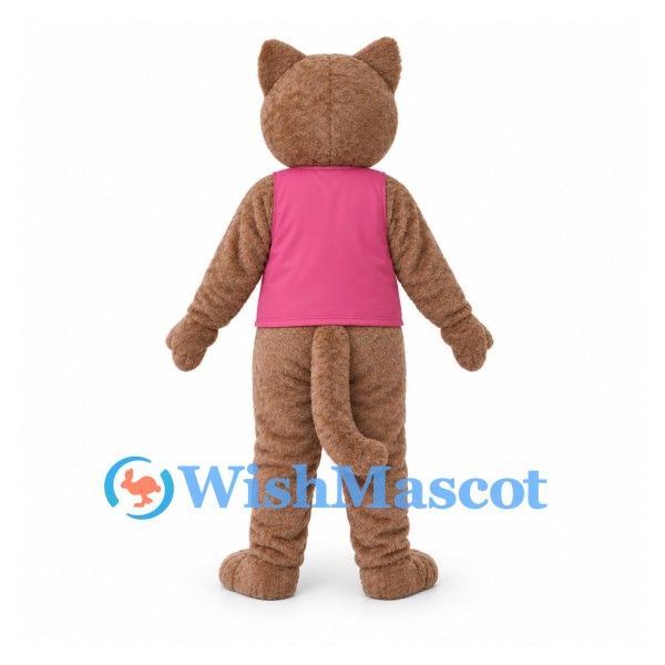 Bear Mascot Costume with Pink and Turquoise Color Block Shirt