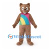 Bear Mascot Costume with Pink and Turquoise Color Block Shirt