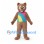 Bear Mascot Costume with Pink and Turquoise Color Block Shirt