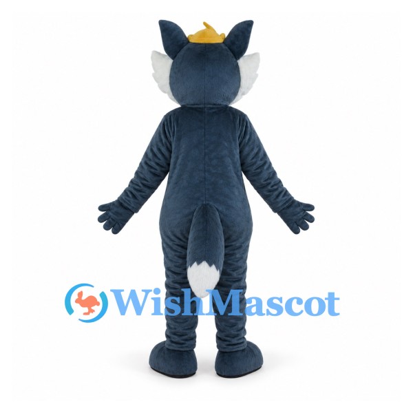 Wolf Mascot Costume in Blue Gray with White Muzzle and Belly