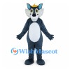 Wolf Mascot Costume in Blue Gray with White Muzzle and Belly