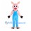 Pig Mascot Costume in Pink with Light Blue Overalls