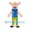 Pig Mascot Costume with Blue Floral Vest and Striped Pants