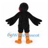 Bird Mascot Costume in Black with Yellow Beak and Red Cheeks