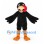 Bird Mascot Costume in Black with Yellow Beak and Red Cheeks