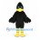 Bird Mascot Costume in Black with Shaggy Feathers and Yellow Legs