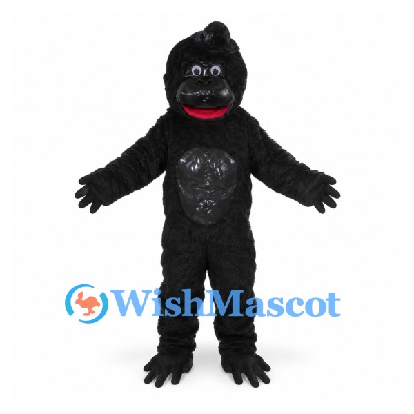Gorilla Mascot Costume in Black with Textured Chest