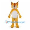 Lynx Mascot Costume in Gold with Spotted Body and Tufted Ears