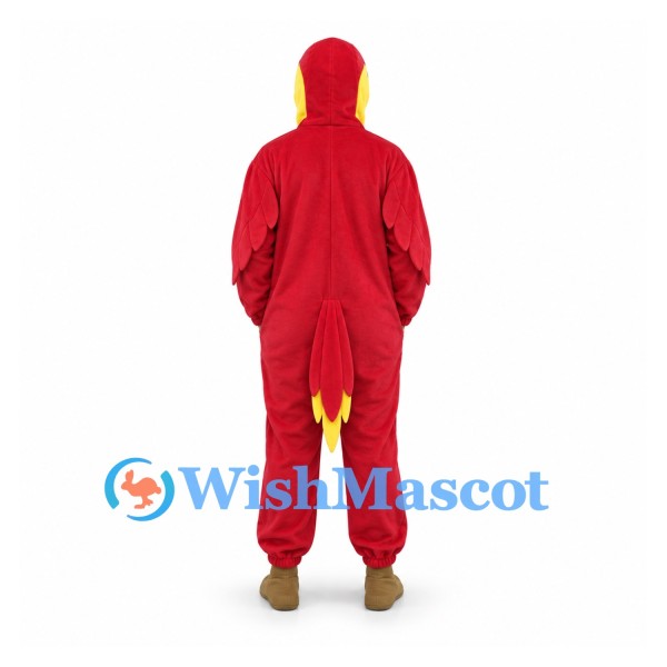 Chicken Mascot Costume in Red with Open Face Hood
