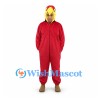 Chicken Mascot Costume in Red with Open Face Hood