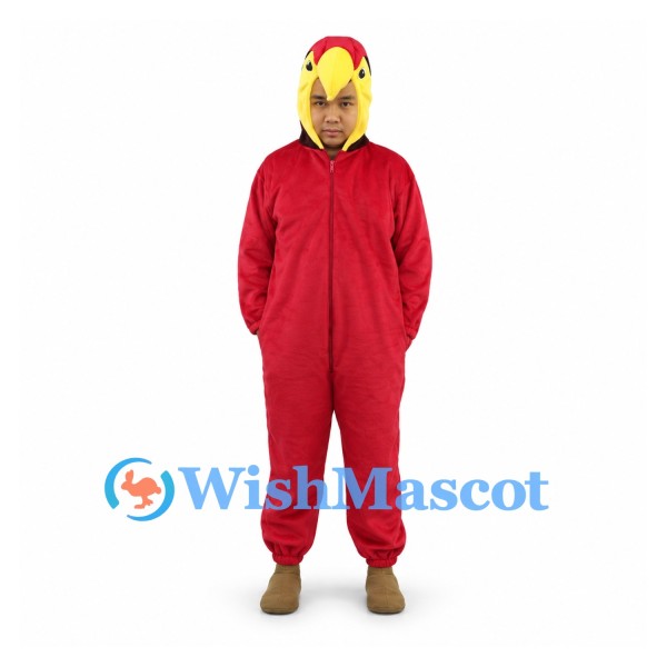 Chicken Mascot Costume in Red with Open Face Hood