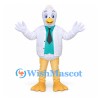 Duck Mascot Costume with White Jacket and Green Tie