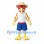 Rooster Mascot Costume with Straw Hat and Blue Shorts