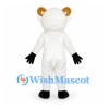 Sheep Mascot Costume in White with Golden Curled Horns