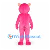 Bear Mascot Costume in Bright Pink with Blue Eyes