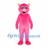 Bear Mascot Costume in Bright Pink with Blue Eyes
