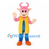 Alien Mascot Costume with Pink Horned Head and Yellow Vest