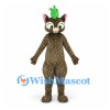 Leopard Mascot Costume with Spotted Body and Green Crown