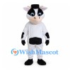 Cow Mascot Costume in Black and White with Small Top Hat