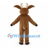 Deer Mascot Costume in Brown with White Belly and Cream Antlers