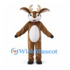 Deer Mascot Costume in Brown with White Belly and Cream Antlers