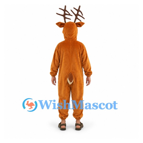 Reindeer Mascot Costume in Brown with Open Face Hood
