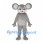 Mouse Mascot Costume in Gray with Pink Nose and Long Tail