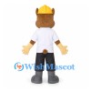 Beaver Mascot Costume with Yellow Hard Hat and White Shirt