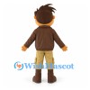 Boy Mascot Costume with Brown Jacket and Tan Pants