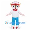 Boy Mascot Costume with White Cap and Red Bow Tie