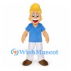 Man Mascot Costume with Blond Hair and Blue Shirt