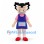 Girl Mascot Costume with Black Pigtails and Purple Apron Dress