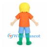 Boy Mascot Costume with Yellow Hair and Orange Shirt