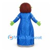 Ogre Princess Mascot Costume with Green Face and Blue Gown