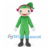 Elf Mascot Costume in Green with Pink Ear Trim