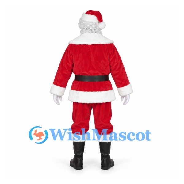 Santa Claus Mascot Costume with Red Suit and White Beard