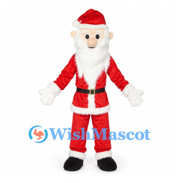 Santa Claus Mascot Costume with Cartoon Head and Red Suit