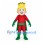 Superhero Mascot Costume with Yellow Hair and Green Cape