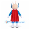 Superhero Mascot Costume in Blue with Red Cape and Antennae