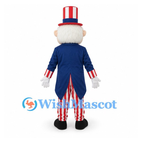 Uncle Sam Mascot Costume with Striped Pants and Patriotic Top Hat