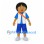 Boy Mascot Costume with Black Hair and Blue and White Outfit