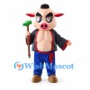 Pig Mascot Costume with Black Robe and Blue Pants