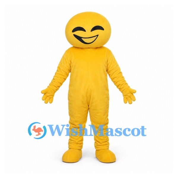 Smiley Face Mascot Costume in Yellow with Laughing Expression