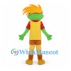 Lizard Mascot Costume with Orange Hair and Yellow Shirt