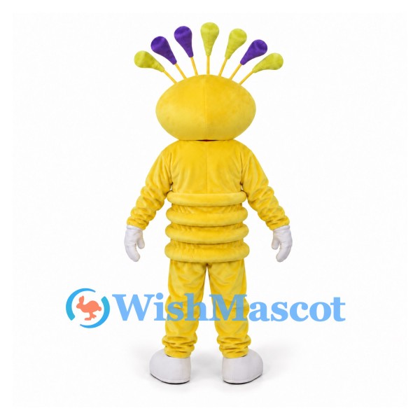 Monster Mascot Costume in Yellow with Purple Tipped Head Spikes