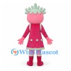 Girl Mascot Costume with Pink Face and Mint Trim Dress