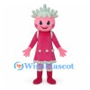 Girl Mascot Costume with Pink Face and Mint Trim Dress