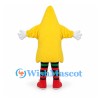 Star Mascot Costume in Yellow with Red Bow and Striped Legs