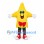 Star Mascot Costume in Yellow with Red Bow and Striped Legs