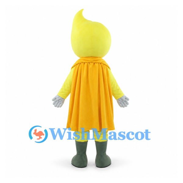 Superhero Mascot Costume in Yellow with Orange Cape